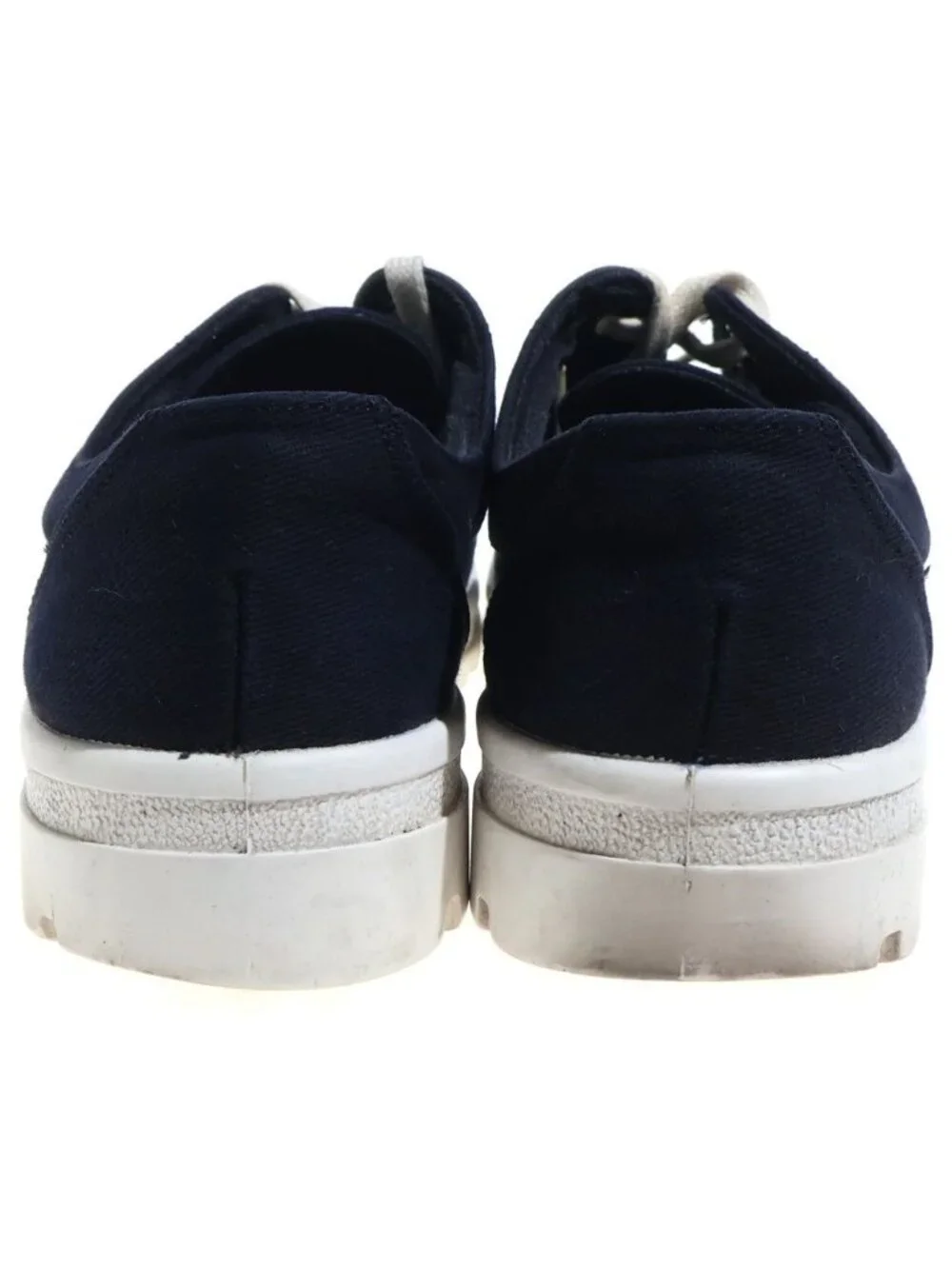 Chanel CC Logo Vintage Sneakers Flat Shoes Navy White Canvas